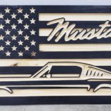 Mustang Theme Wooden US Flag